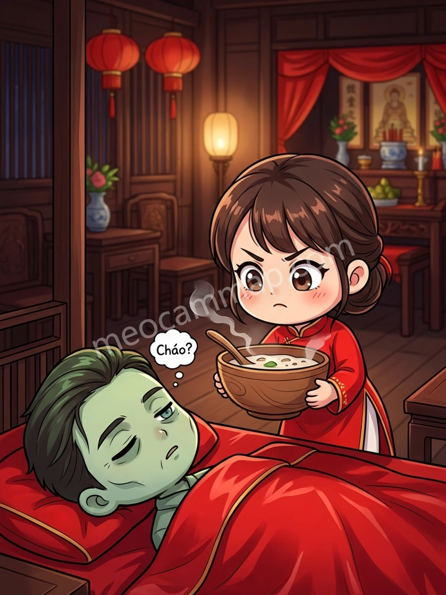 Gả Cho Người Sắp Chết, Chàng Ngồi Dậy Đòi Ăn Cháo
