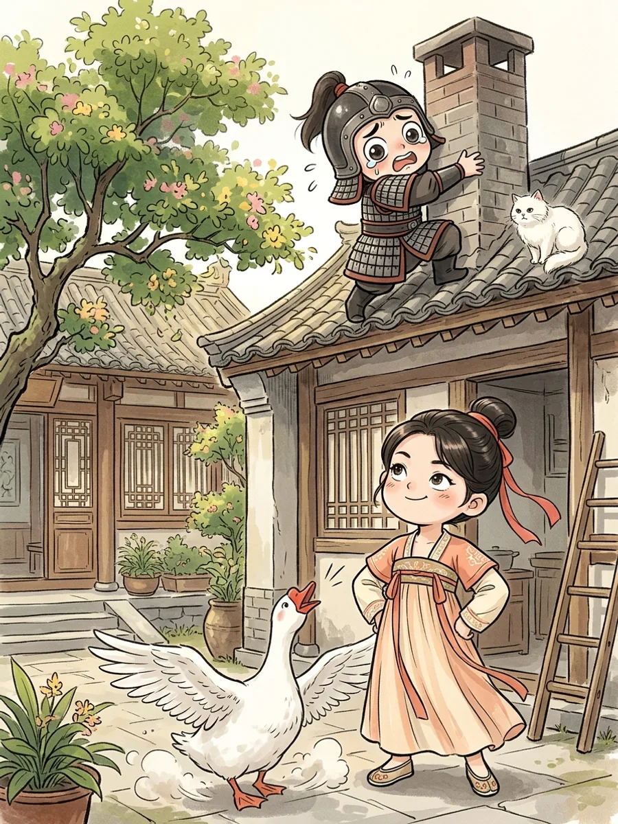 Ba Năm Trước Ta Bái Đường Với Con Ngỗng, Nay Phu Quân Về Bị Nó Đuổi Lên Mái Bếp